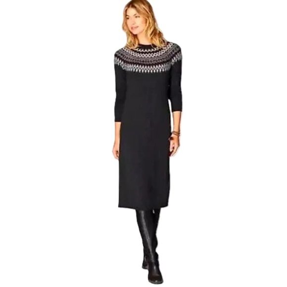 J. Jill Fair Isle Nordic Long Sleeve Knit Midi Sweater Dress - Picture 7 of 8